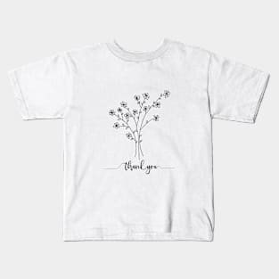 Thank you! Floral Line Art Kids T-Shirt